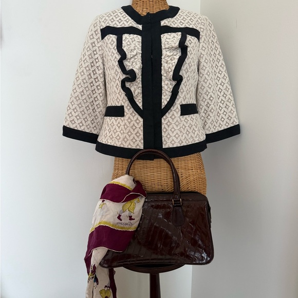 Anthropologie Tabitha Women's Black and Cream Blazer - Picture 5 of 8